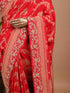 Classic Red Banarasi Style Woven Saree with Heavy Gold Zari Work – Bridal Wear