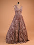 Copper Bronze Sequin Designer Gown (V-Neck)