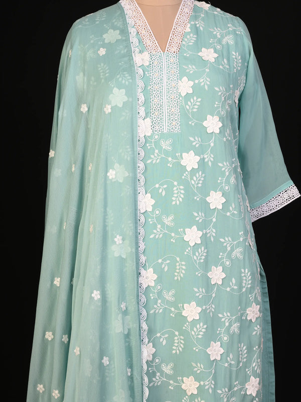 Cotton Kurti Set with Floral Embroidery
