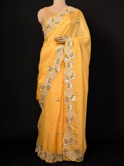 Pita Embroidered Saree in Mustard Tone