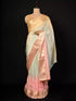 Pink Saree with Sequin Work & Kanjivaram Border