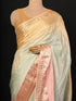 Pink Saree with Sequin Work & Kanjivaram Border
