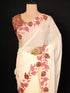 Cream Saree with Patch & Thread Embroidery