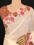 Cream Saree with Patch & Thread Embroidery