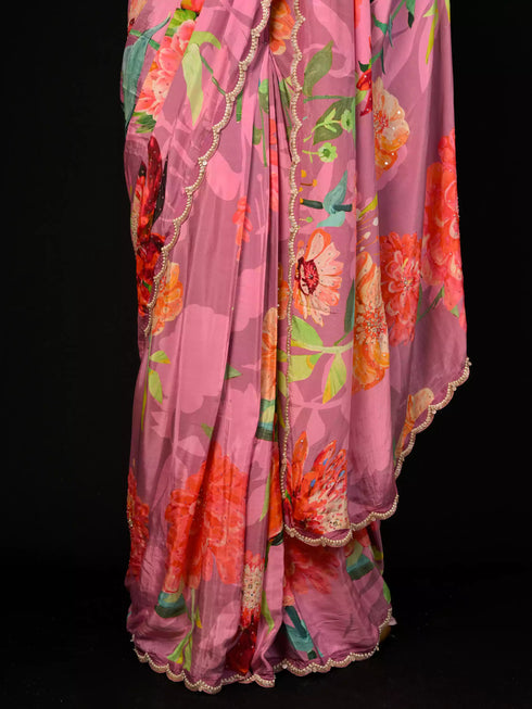 Digital Printed Onion Saree