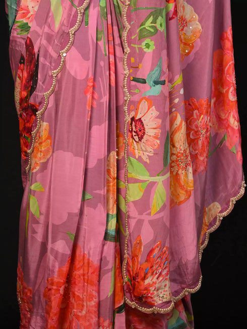 Digital Printed Onion Saree