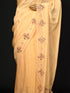Cream saree with patch work & Moti Border