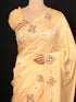 Cream saree with patch work & Moti Border