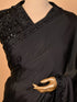 Black Saree With Cut Pipe & Kardana Work
