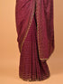 Wine Saree With Moti & Kardana Work