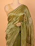 Moti & Sequin Work Green Saree