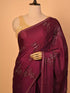 Wine Saree With Swarovski Crystals