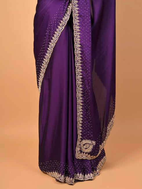 Purple Saree with Zardozi Detailing