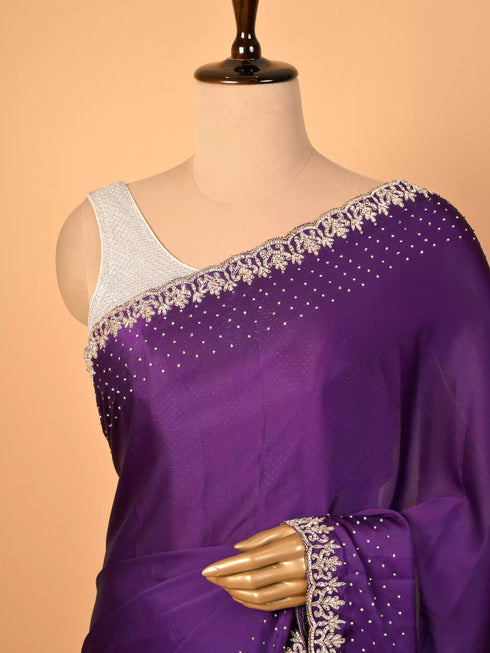 Purple Saree with Zardozi Detailing