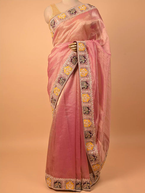 Onion Saree Pearl & Moti Work