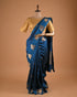 Deep Blue Banarasi Style Designer Saree with Zari Motifs