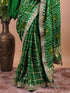 Emerald Green Bandhani Style Saree with Zari Border – Festive Wear
