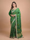Emerald Green Bandhani Style Saree with Zari Border – Festive Wear