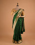 Emerald Green Designer Saree with Gold Zari Border