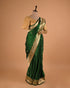 Emerald Green Designer Saree with Gold Zari Border