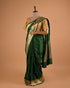 Emerald Green Designer Saree with Gold Zari Border