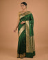 Emerald Green Designer Saree with Gold Zari Border