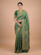 Forest Green Banarasi Style Woven Saree with Floral Motifs & Zari Border