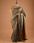 Grey Jacquard Silk Saree with Gold Border