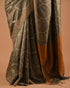 Grey Jacquard Silk Saree with Gold Border