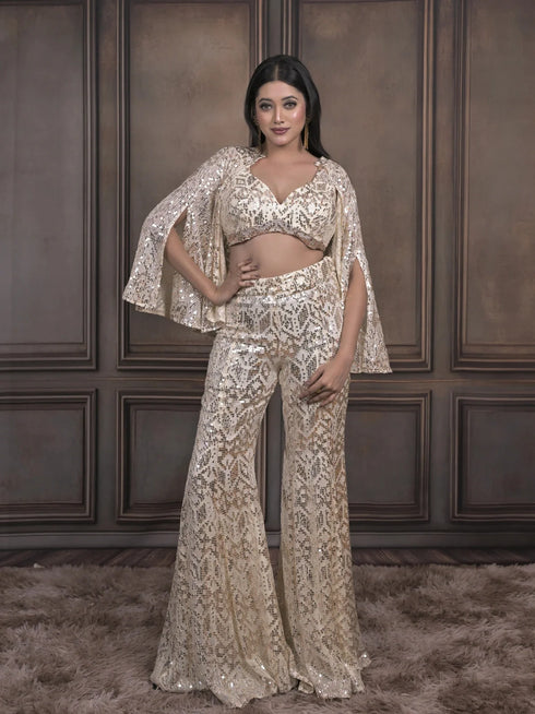 Indo-Western Palazzo Saree Fusion Set