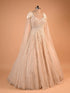 Ivory Gold Cape Style Designer Net Gown