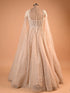 Ivory Gold Cape Style Designer Net Gown