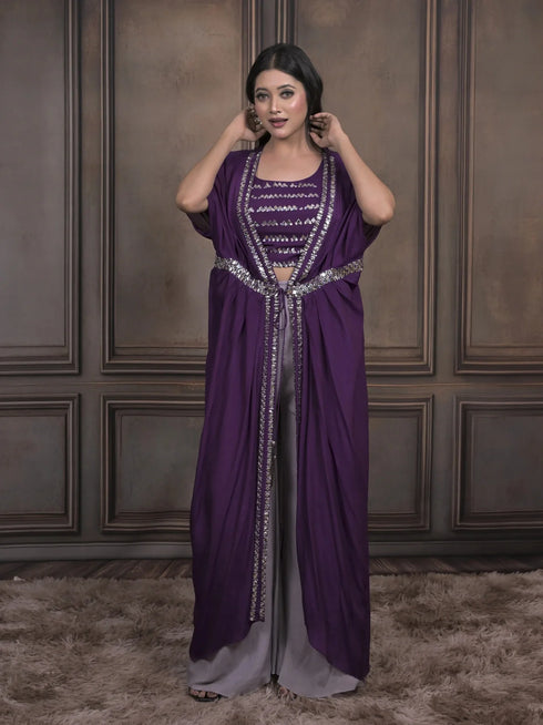 Luxury Chinnon Fabric Indo-Western Ensemble