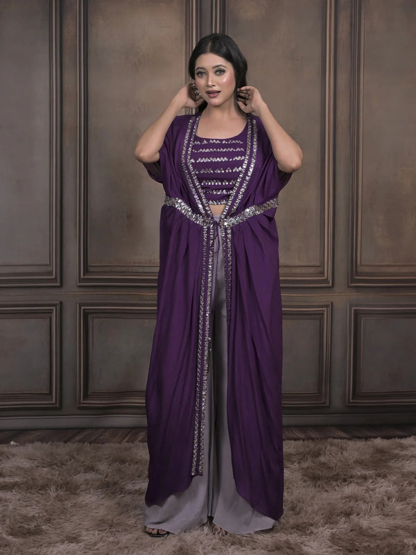 Luxury Chinnon Fabric Indo-Western Ensemble