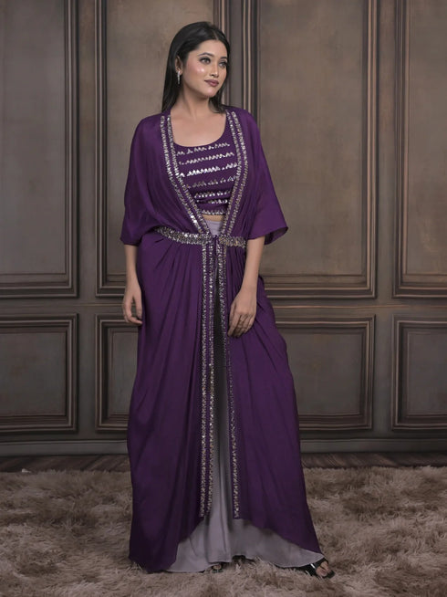 Luxury Chinnon Fabric Indo-Western Ensemble