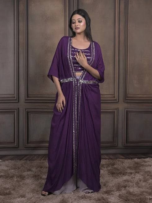 Luxury Chinnon Fabric Indo-Western Ensemble