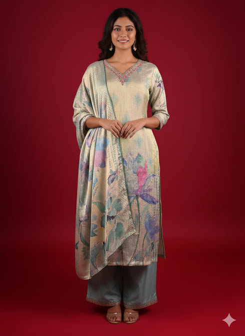 Sky Blue Gown with Kardana and Chid Work