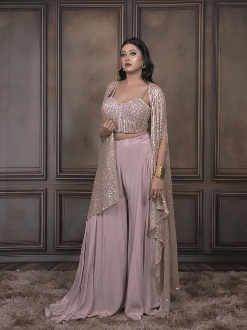 Modern Draped Indo-Western Cowl Outfit