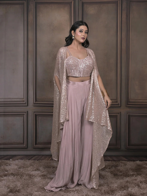 Modern Draped Indo-Western Cowl Outfit