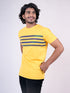 Men Mustard Stripline Regular Fit Casual T-Shirt