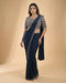 Navy Blue Embroidered Designer Saree with Tassel Detail Blouse