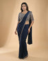 Navy Blue Embroidered Designer Saree with Tassel Detail Blouse