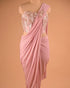 Pastel Pink One-Shoulder Designer Saree for Cocktail Parties