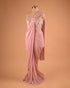 Pastel Pink One-Shoulder Designer Saree for Cocktail Parties