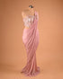 Pastel Pink One-Shoulder Designer Saree for Cocktail Parties