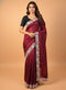Maroon Saree Machine Thread Work