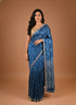 Traditional Pita Gota Patti Work Blue Saree Design