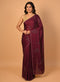 Wine Saree With Swarovski Crystals