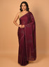 Wine Saree With Swarovski Crystals