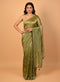 Moti & Sequin Work Green Saree